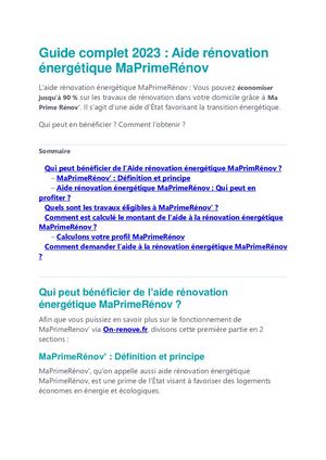 Guide Complet 2023 : Aide Rénovation éNergétique Ma Prime Rénov