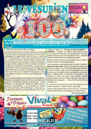 AVRIL 2023 - LE portail VESUBIEN n°100. Journal gratuit de la Vésubie & Valdeblore - 06450 - Alpes Maritimes