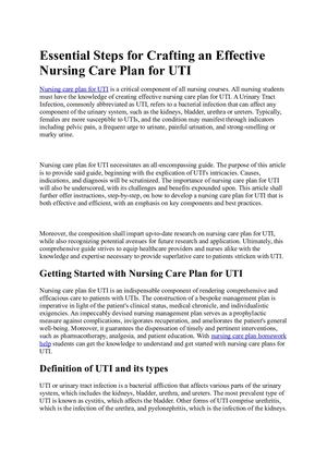 Essential Steps For Crafting An Effective Nursing Care Plan For Uti