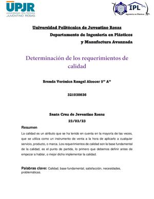 Determinación De Los Requerimientos De Calidad