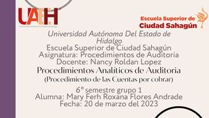 Procedimientos Analíticos de Auditoria