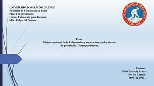Historia Natural De La Enfermedad Y Su Relación Con Los Niveles De Prevención