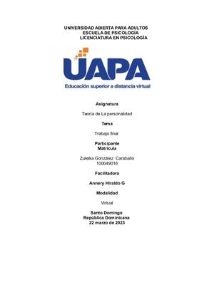 Trabajo Final Teoria Personalidad Zuleika R