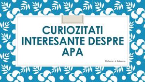 Curiozităti Despre Apa