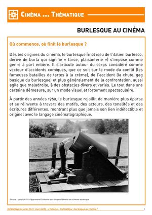 Filmographie Cinéma burlesque - Mars 2023