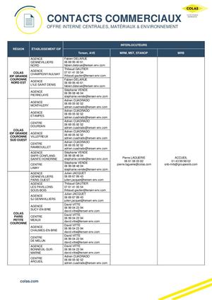 Contacts Commerciaux Matériaux