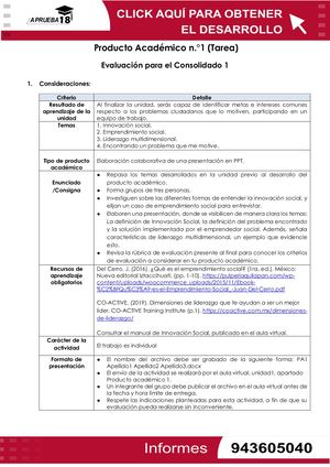 Producto Académico n.°1 (Tarea) Evaluación para el Consolidado 1