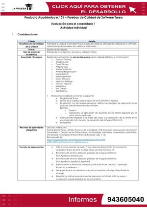 Producto Académico n.° 01 – Pruebas de Calidad de Software Tarea