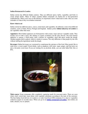 Indian Restaurant In London