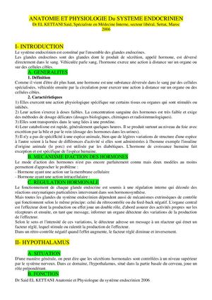 Anatomie Physiologie Endocrinienne