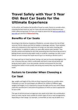5 Best Travel Car Seats For 5 Year Olds: Travel Safely