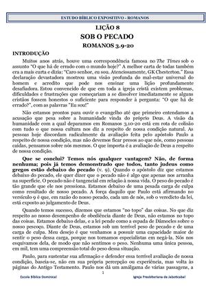 Lição 8 Romanos 3 9 20