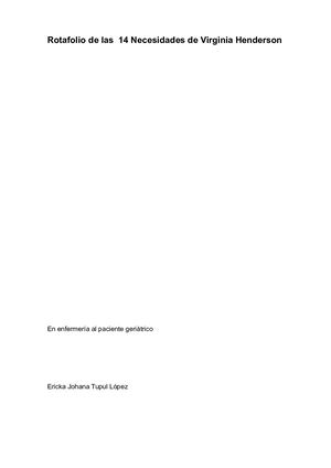Rotafolio De Las 14 Necesidades De Virginia Henderson