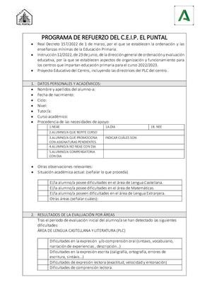 Programa De Refuerzo Lomloe