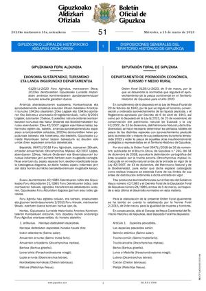 Gipuzkoa - Orden de vedas de pesca continental