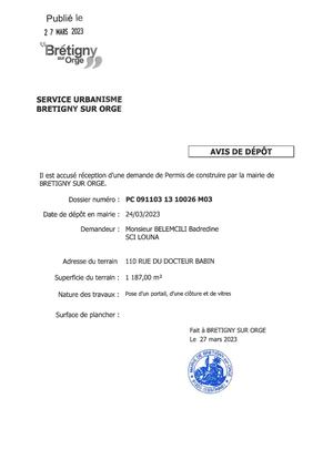 AVIS DEPOT PC 13 10026 M03