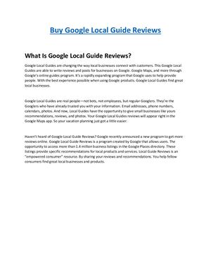 Buy Google Local Guide Reviews