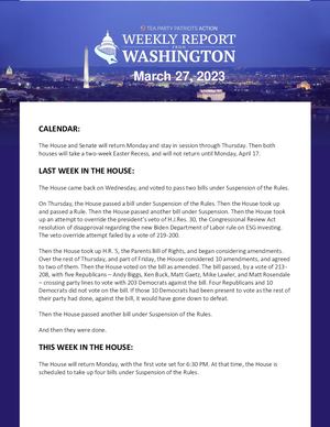 Weekly Washington Report – 3/27/23