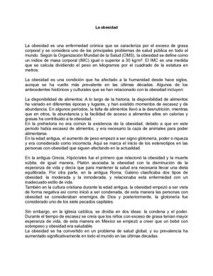 Antecedentes De La Obesidad