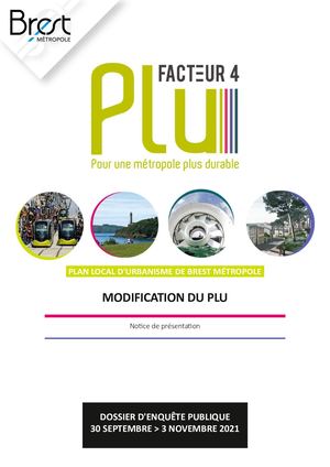 PLU de Brest métropole - Notice de présentation - Modification du PLU