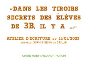 Tiroirs secrets des élèves de 3B