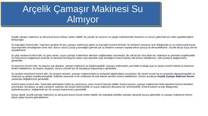 Arçelik çAmaşır Makinesi Su Almıyor