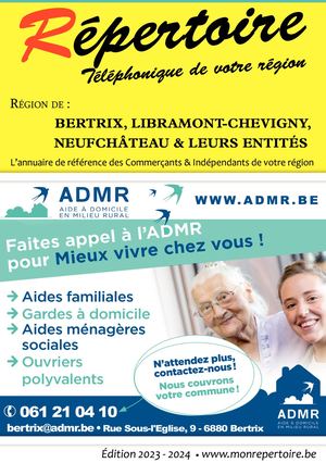 Répertoire Bertrix, Libramont, Neufchâteau 2022