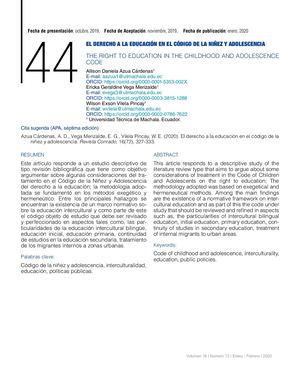 2 El Derceho A La Educación En El Código De La Niñez Y Adolescencia