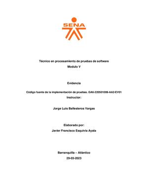 Código Fuente De La Implementación De Pruebas Ga6 220501099 Aa2 Ev01