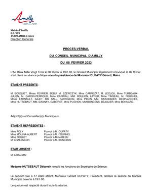 Procès Verbal Cm 08 Février 2023