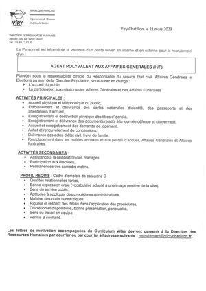 Annonce Agent Polyvalent Aux Affaires Générales