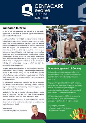 Centacare Evolve Housing Newsletter Issue 1 2023