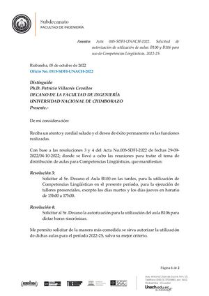 Ofico No 0515 Sdfi 2022 Acta 005 Sdfi 2022 Resolución 3 Lm