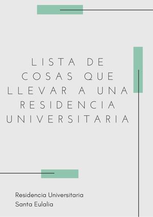 Lista De Cosas Que Llevar A Una Residencia Universitaria
