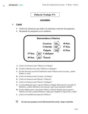 Fichas Comprensión Lectora 6° Básico