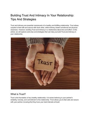 Building Trust And Intimacy In Your Relationship Tips And Strategies