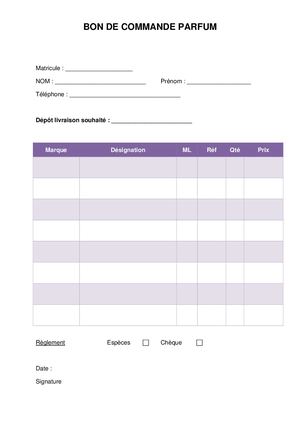 BON DE COMMANDE A UTILER