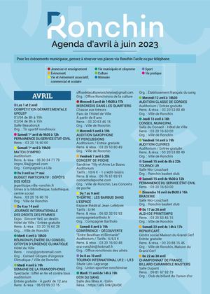 Ronchin Magazine n°114 - Agenda