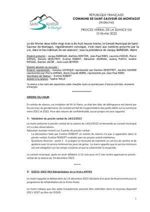 Pv Séance Du 10 Février 2023