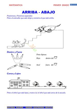 Arriba Abajo Posiciones Y Nociones Espaciales Pinto El Animalito Que Está Abajo Y Encierra Al Que Está Arriba Pinto Lápices