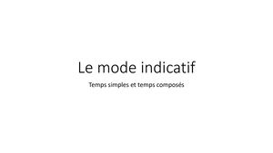 Le Mode Indicatif Tps Et Valeurs