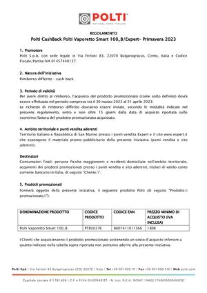 Regolamento Cashback Expert Vaporetto Smart100 B