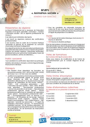 BPJEPS AS (salariés) Asnières-sur-Seine