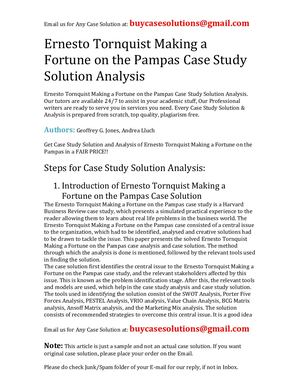 Ernesto Tornquist Making A Fortune On The Pampas Case Study Solution Analysis