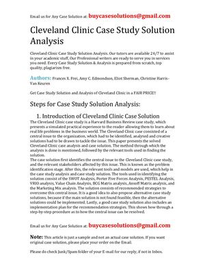 Cleveland Clinic Case Study Solution Analysis