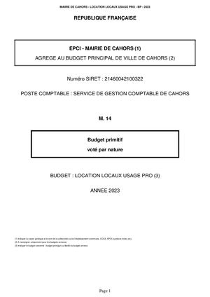 MAIRIE DE CAHORS - LOCATION LOCAUX USAGE PRO - BP - 2023