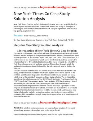 New York Times Co Case Study Solution Analysis