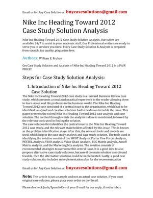 Nike Inc Heading Toward 2012 Case Study Solution Analysis