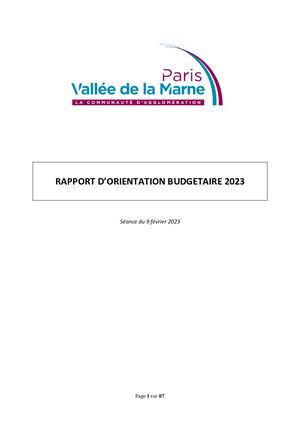 Rapport Orientations Budgetaires 2023