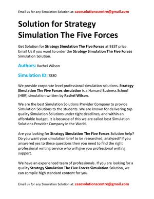 Solution For Strategy Simulation The Five Forces